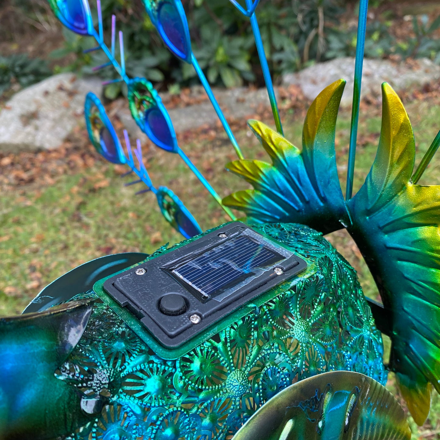 Fan Tail Peacock Solar Light Garden Ornament