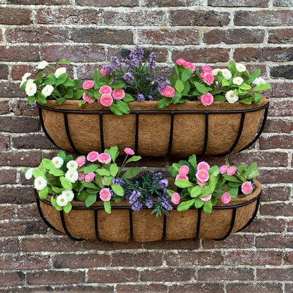 hanging planter trough Garden Black Metal Wall Basket Manger Trough Planters (75cm)