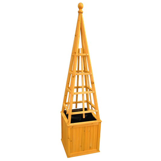 Square Wooden Garden Obelisk Planter