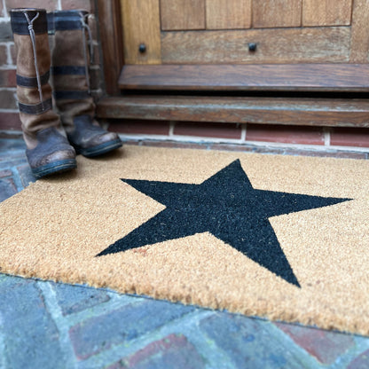 Large Charcoal Star Indoor & Outdoor Coir Doormat