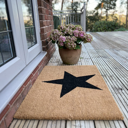 Large Charcoal Star Indoor & Outdoor Coir Doormat