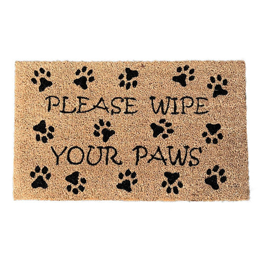 Wipe Your Paws Design Print Indoor & Outdoor Coir Doormat