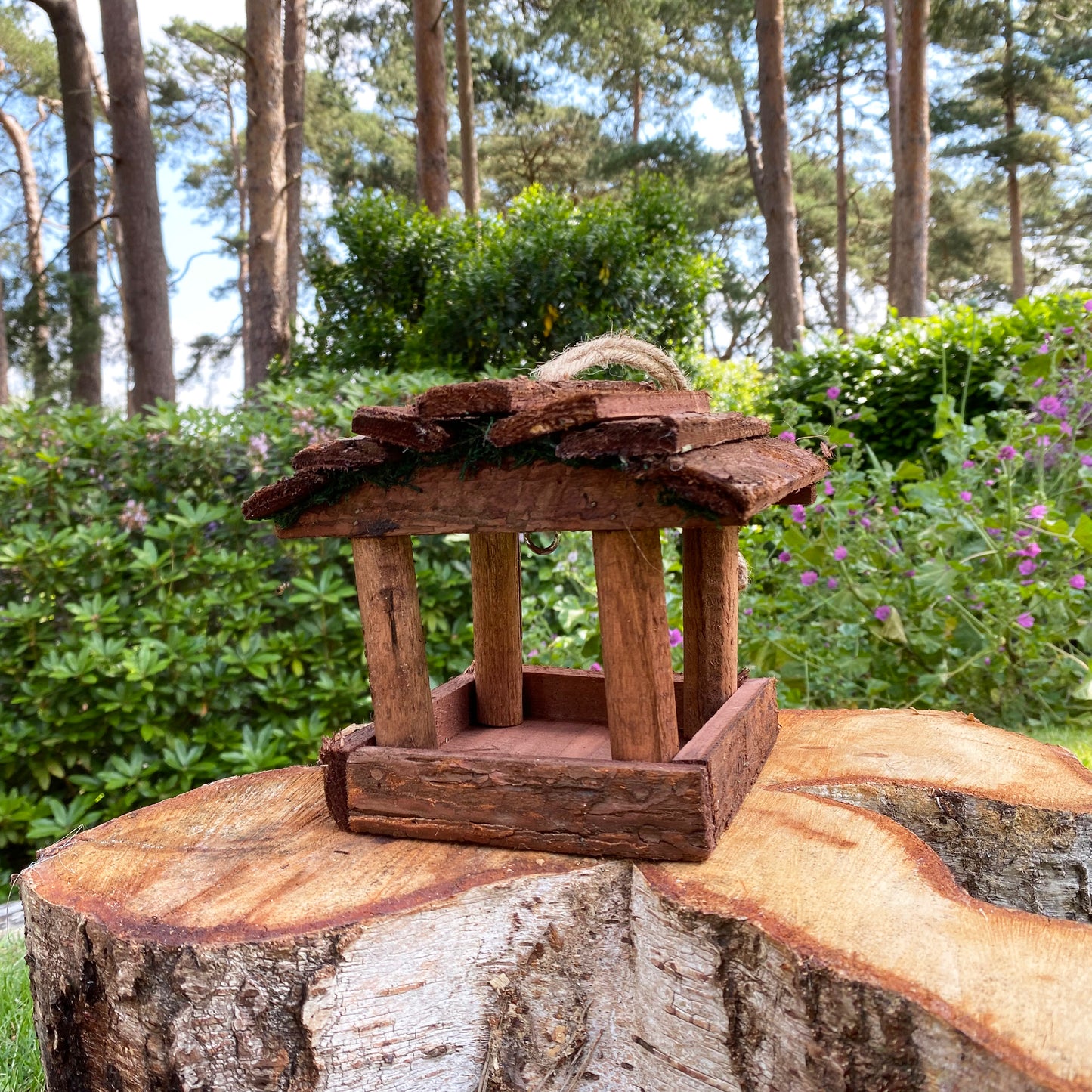 Wooden Hedgehog Hogitat with Bird House and Hanging Feeder