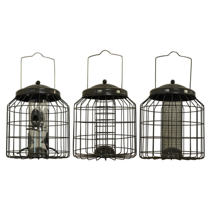 Delux Heavy Duty Squirrel Proof Hanging Nut, Seed & Fat Ball Bird Feeders (Set of 3)