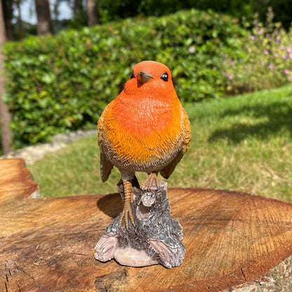 Robin on a Tree Stump Garden Ornament