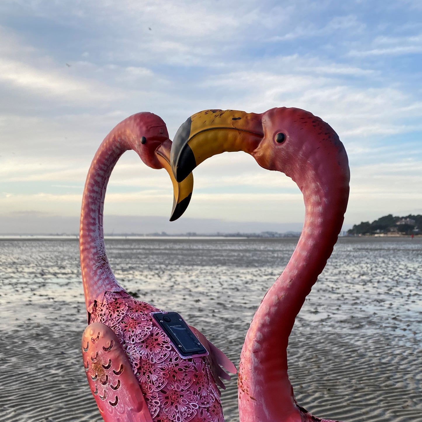 Pair of Flamingo Solar Light Garden Ornaments