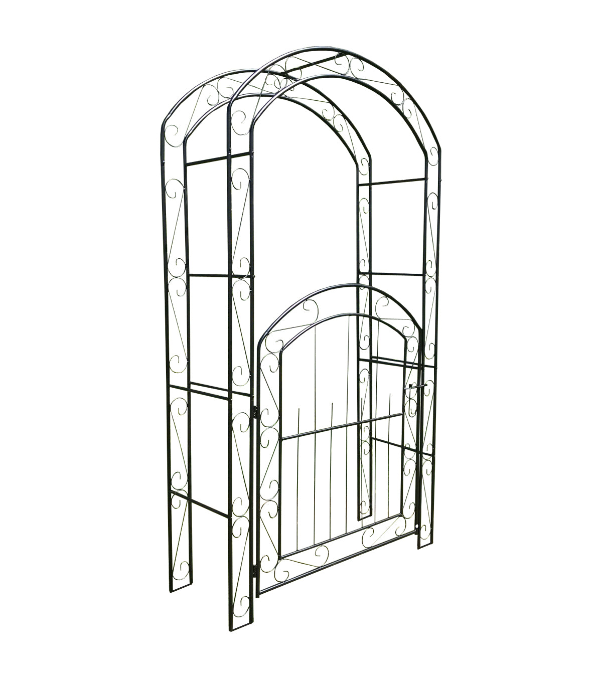 Metal Windsor Garden Arch with Gate and Fixing Pegs