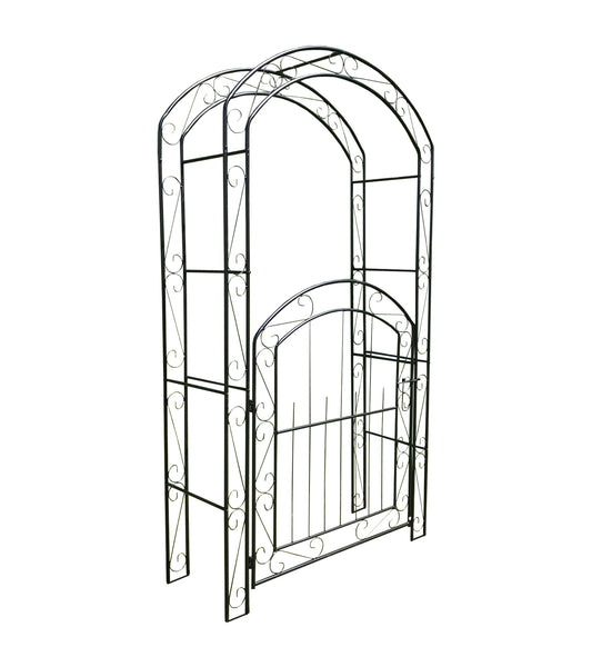 Metal Windsor Garden Arch with Gate and Fixing Pegs