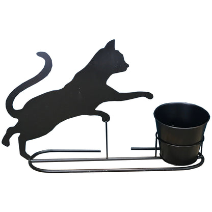 Playful Cat Plant Pot in Charcoal