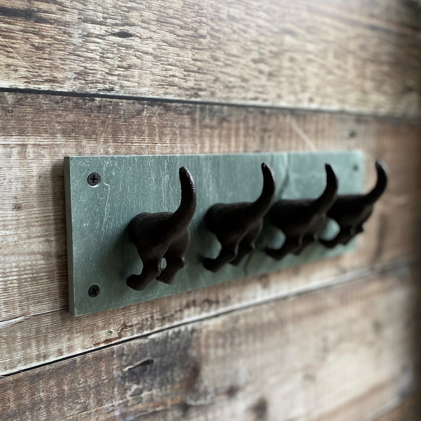 Cast Iron and Slate Dog Tail Wall Hooks