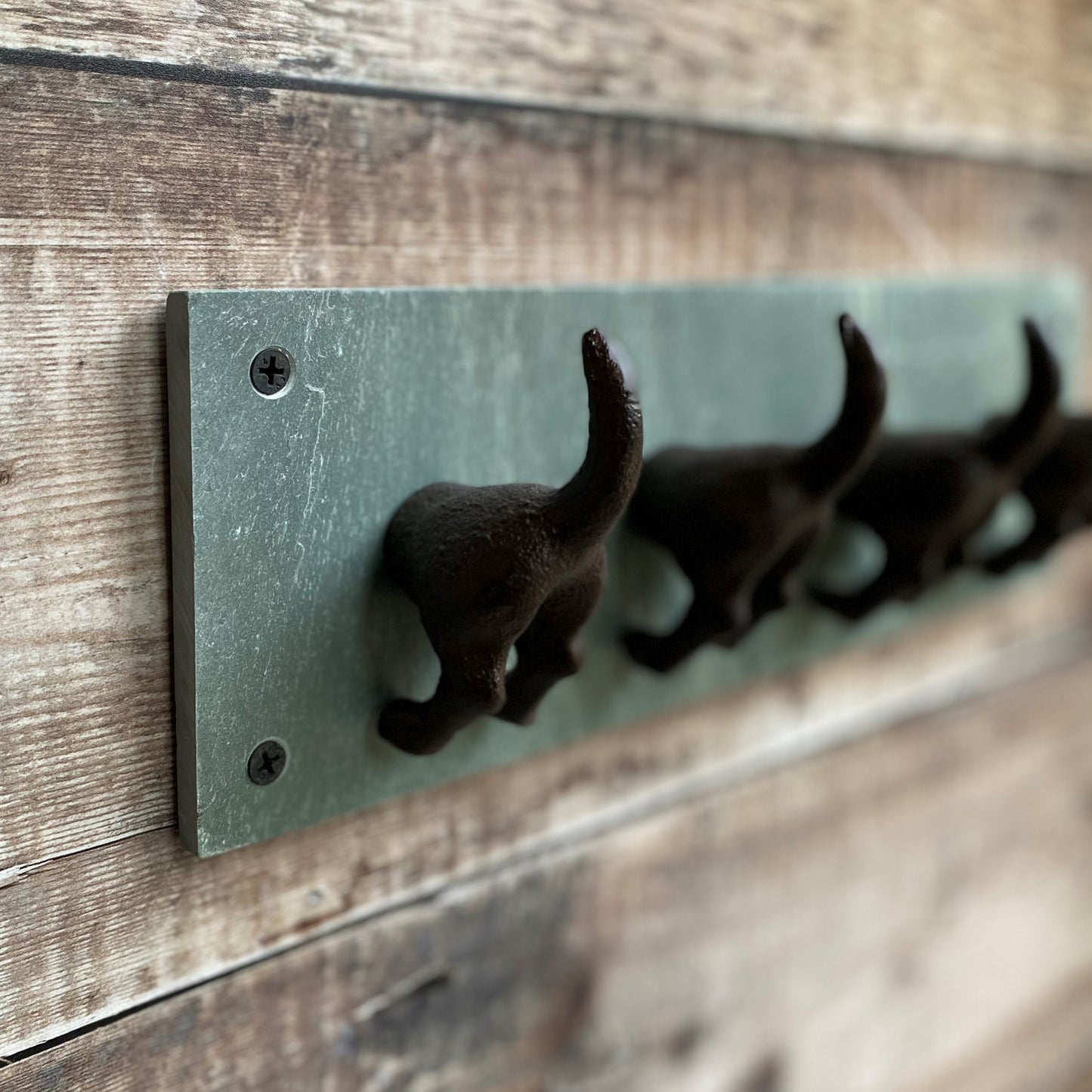 Cast Iron and Slate Dog Tail Wall Hooks