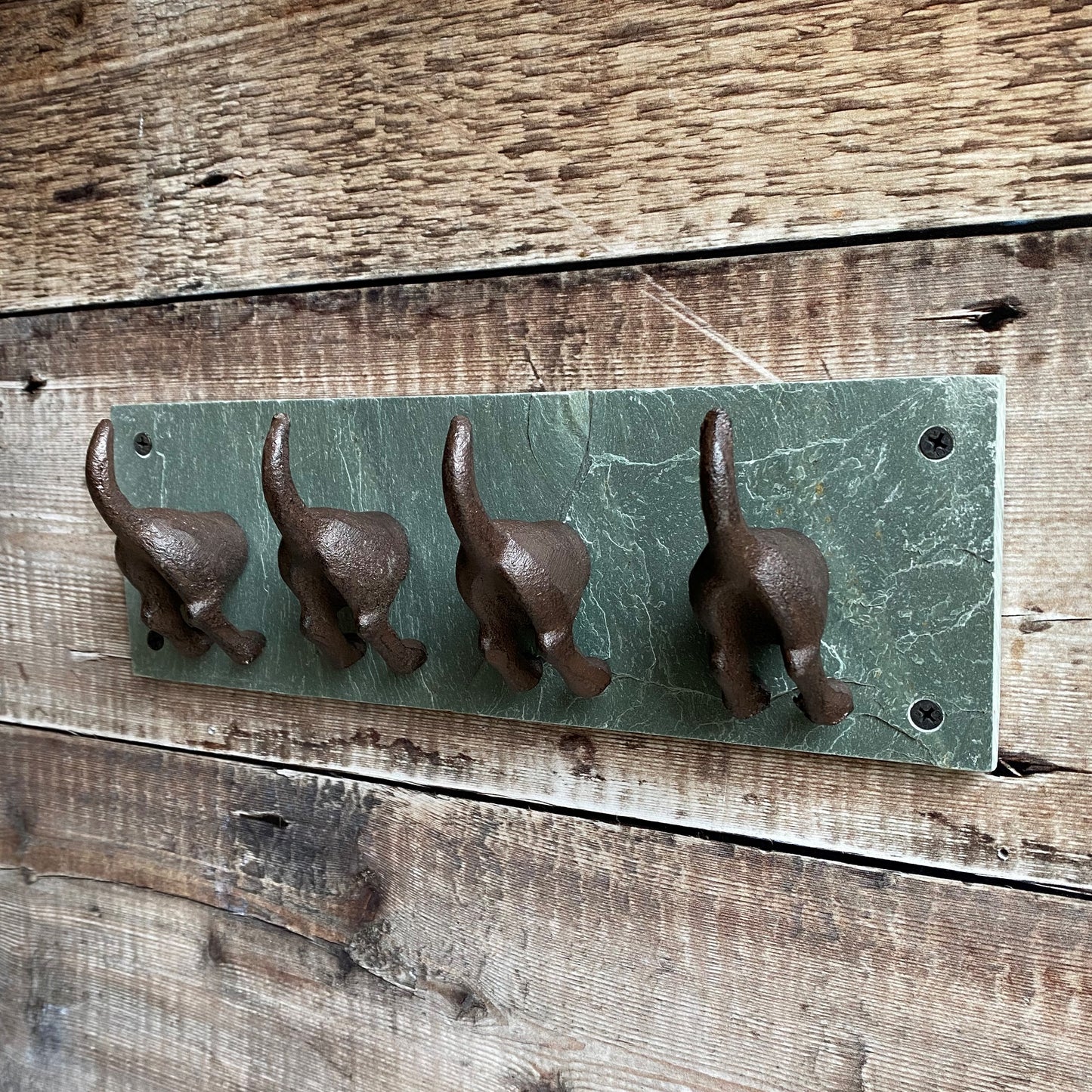 Cast Iron and Slate Dog Tail Wall Hooks