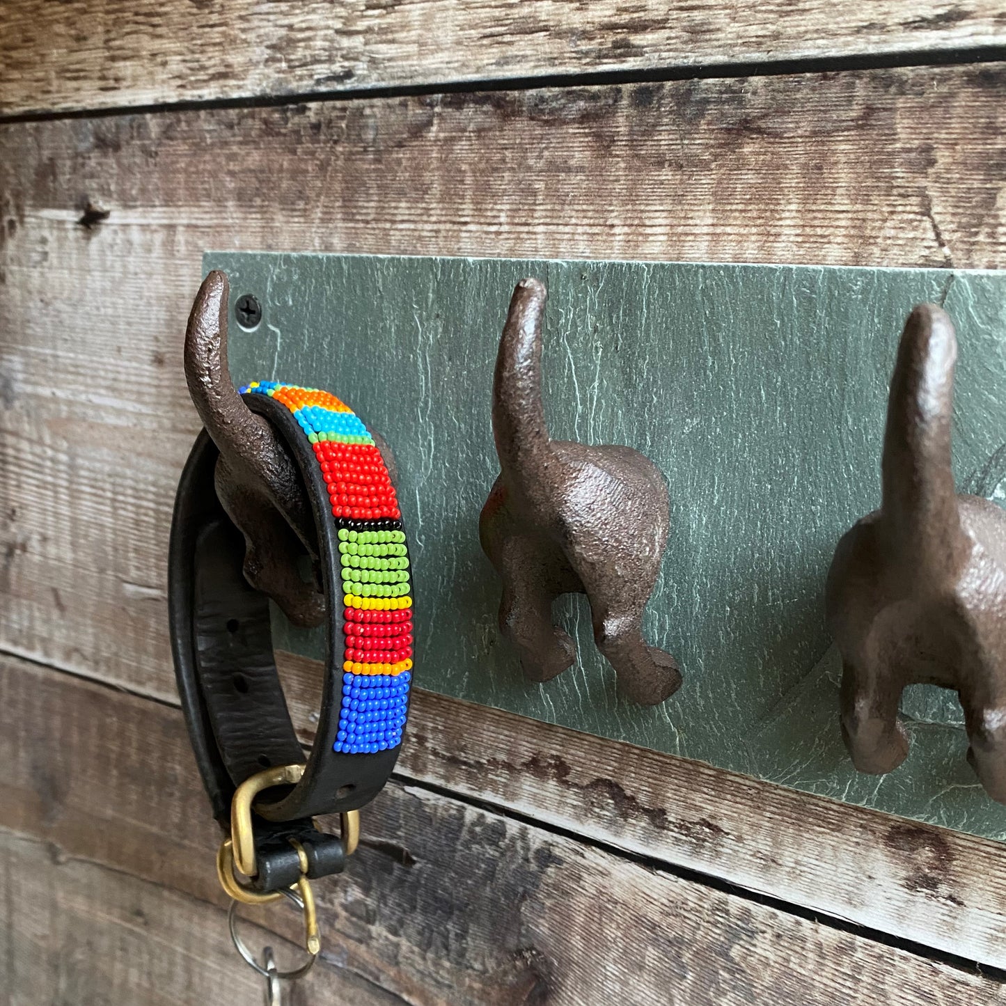 Cast Iron and Slate Dog Tail Wall Hooks