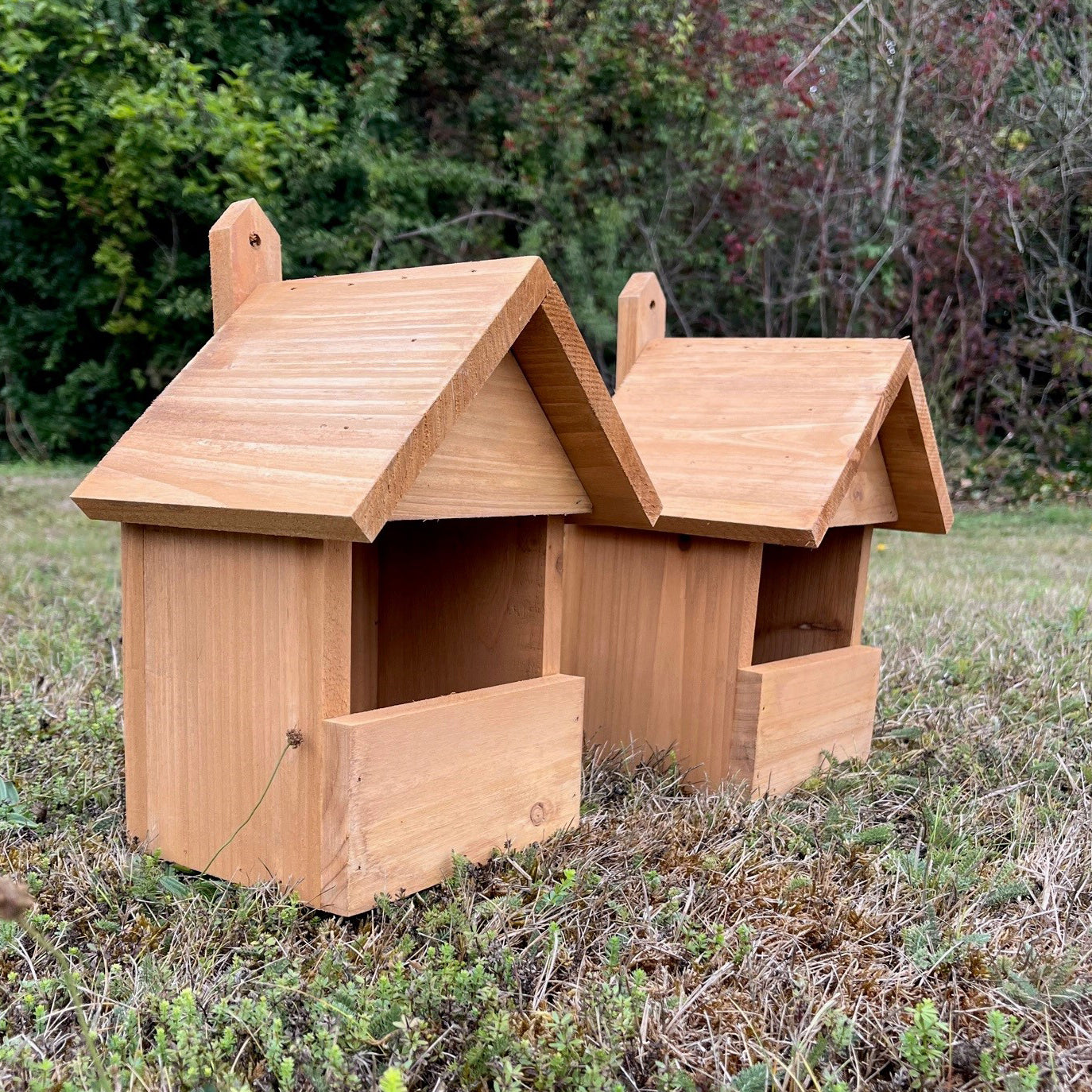 Large Wooden Robin Birdhouse Garden Nest Boxes (Set of 2)