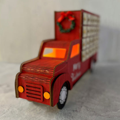 Wooden Truck Advent Calendar with LED Lights