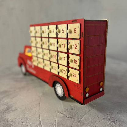 Wooden Truck Advent Calendar with LED Lights
