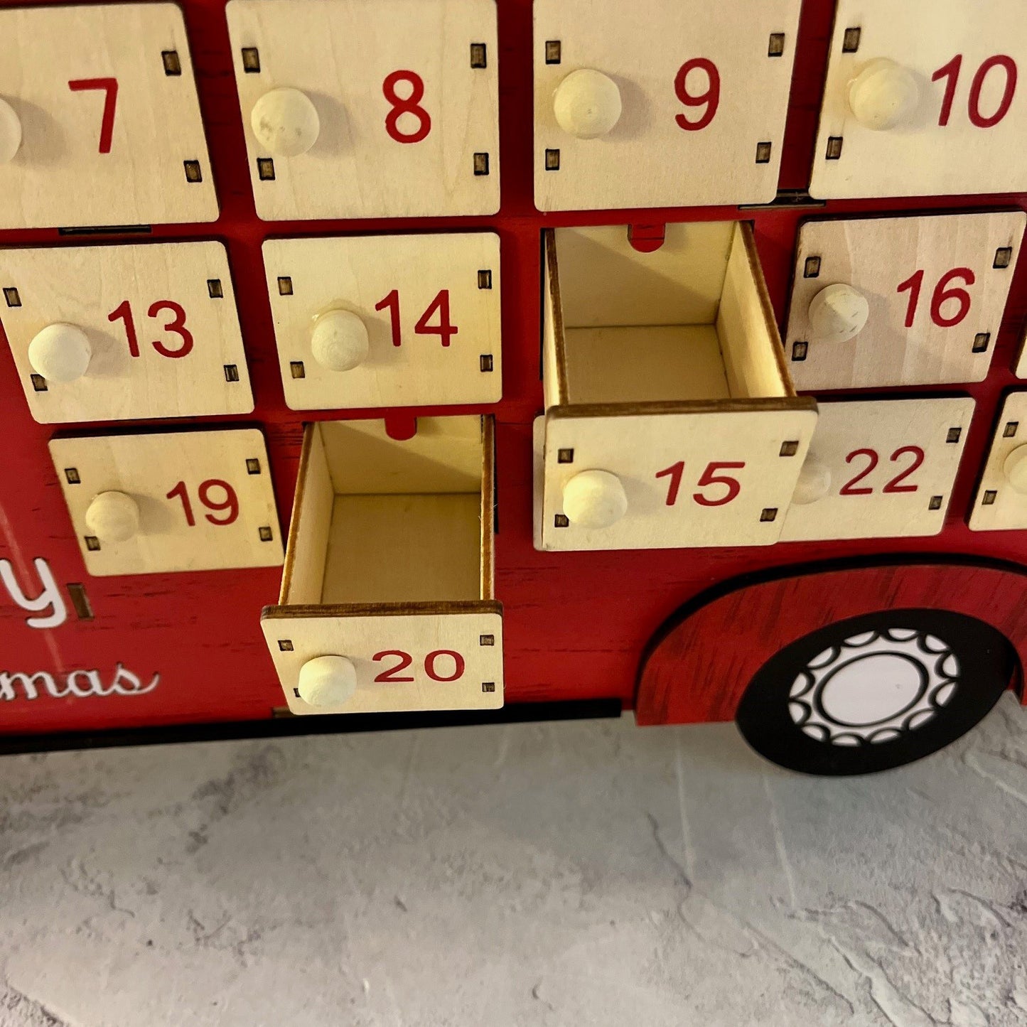 Wooden Truck Advent Calendar with LED Lights