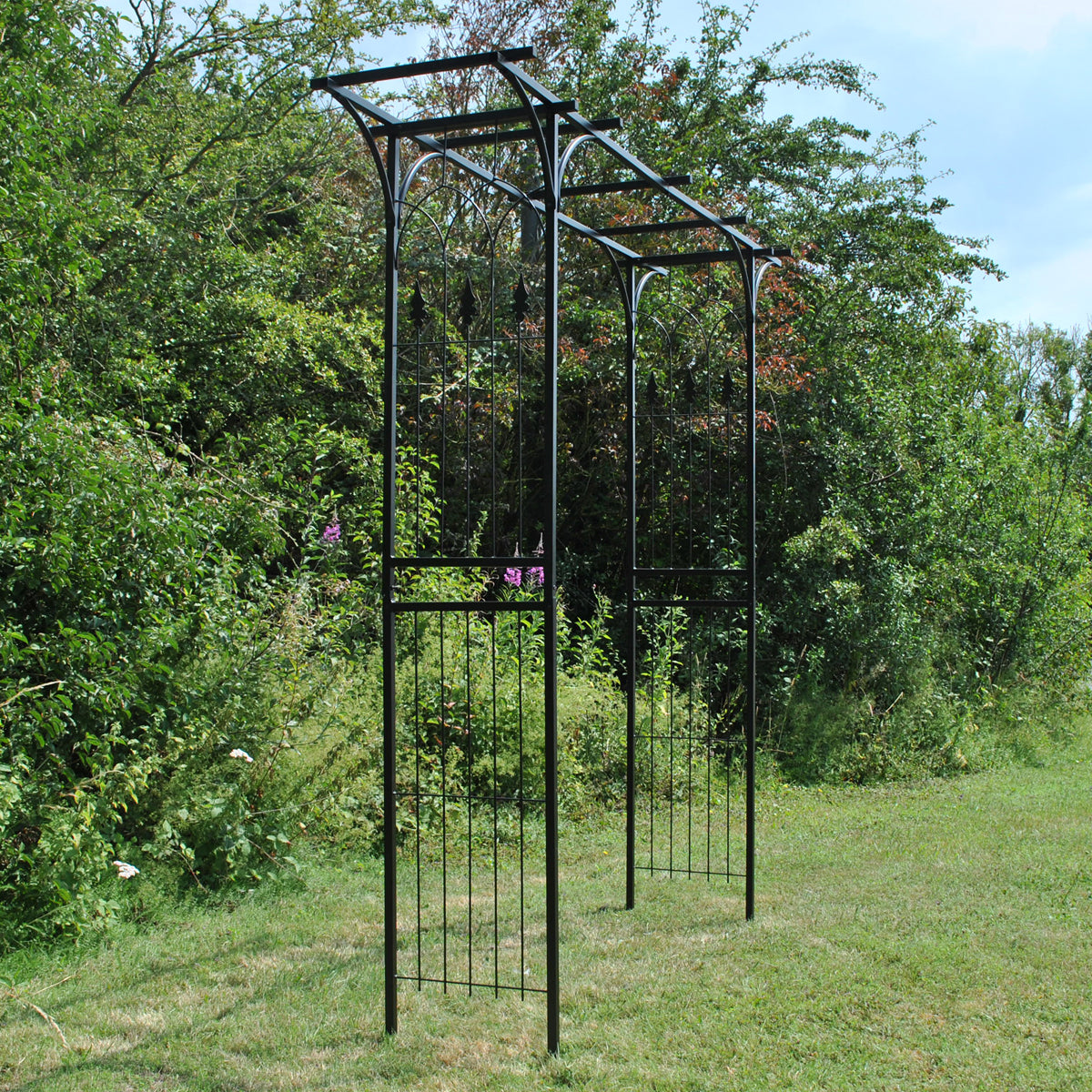 Metal Fleur de Lys Garden Arbour Style Arch with Ground Spikes