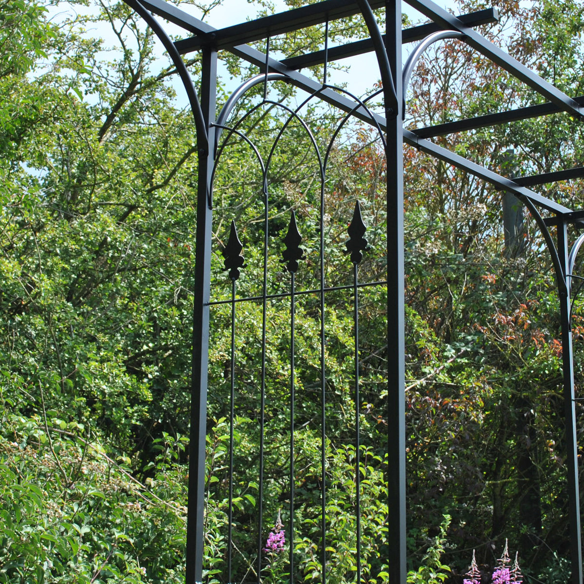 Metal Fleur de Lys Garden Arbour Style Arch with Ground Spikes