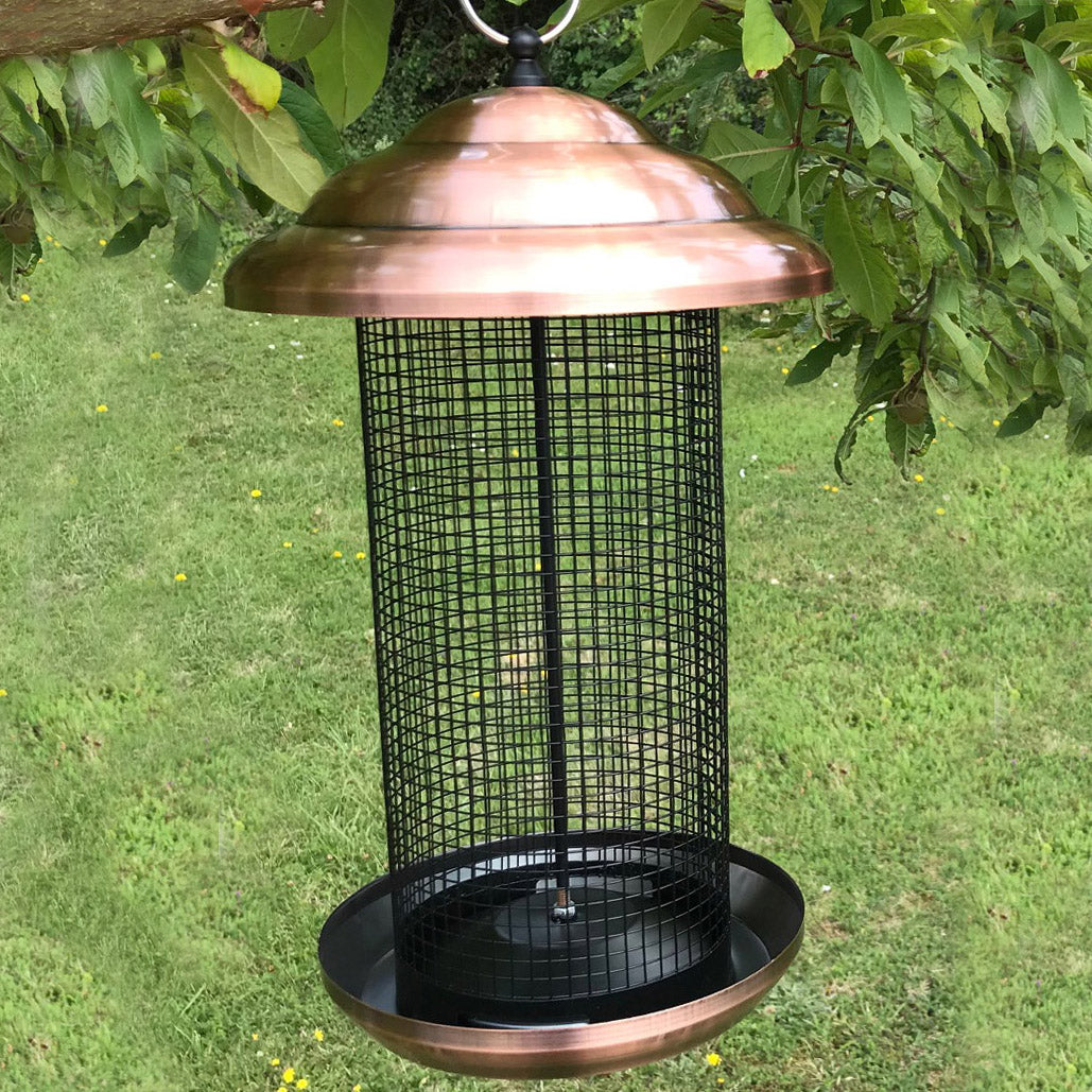 Copper Extra Large Hanging Metal Bird Nut Feeder