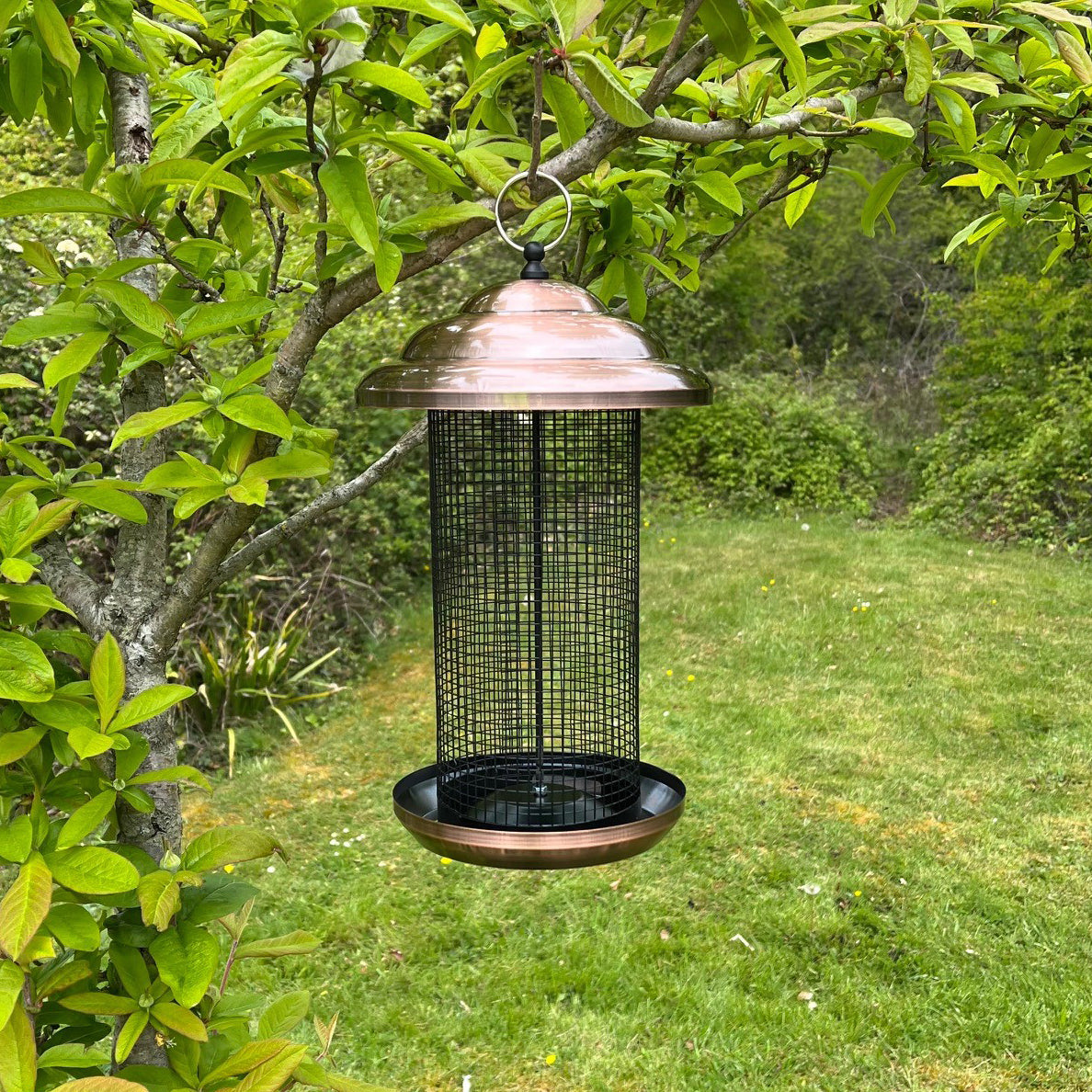 Copper Extra Large Hanging Metal Bird Nut Feeder