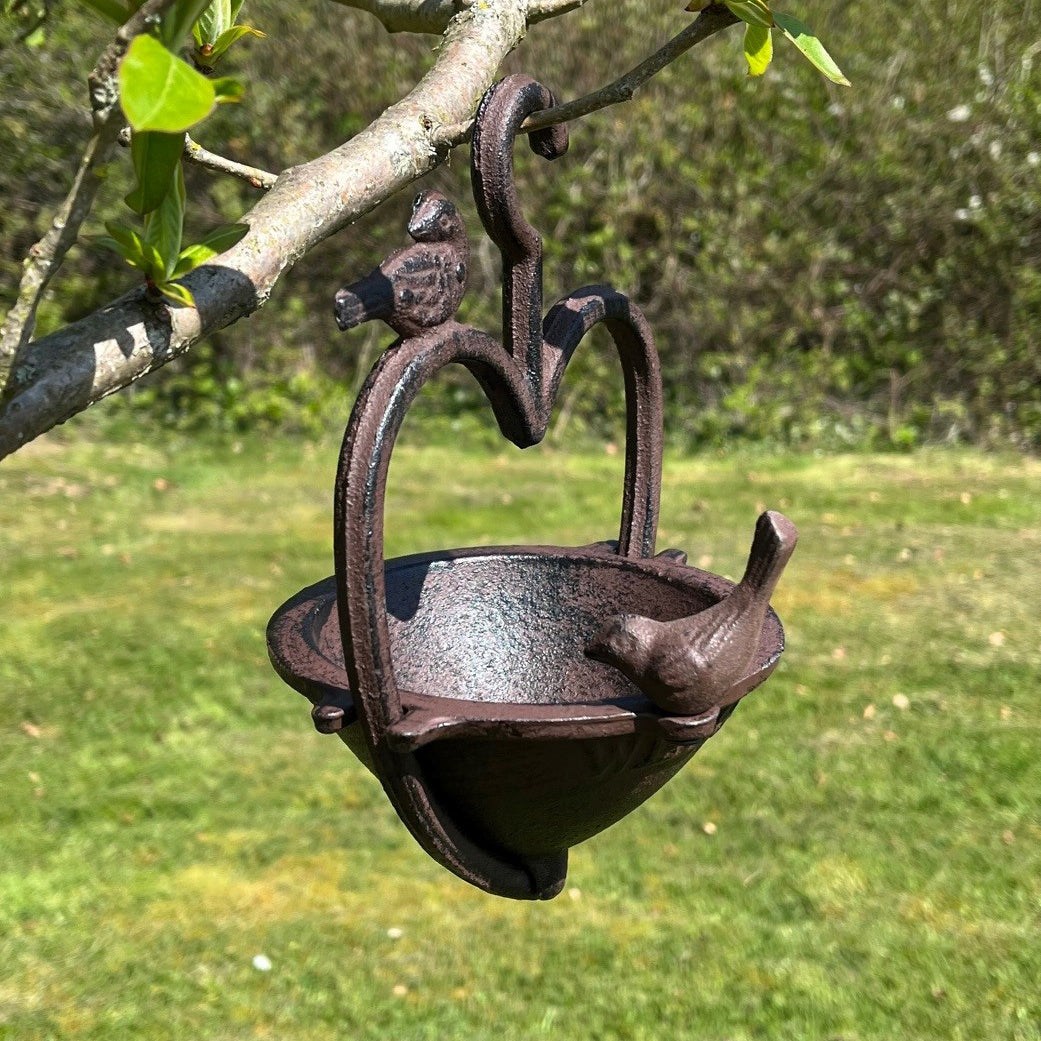 Vintage Hanging Bird Seed Feeder Cast Iron Heart Shape