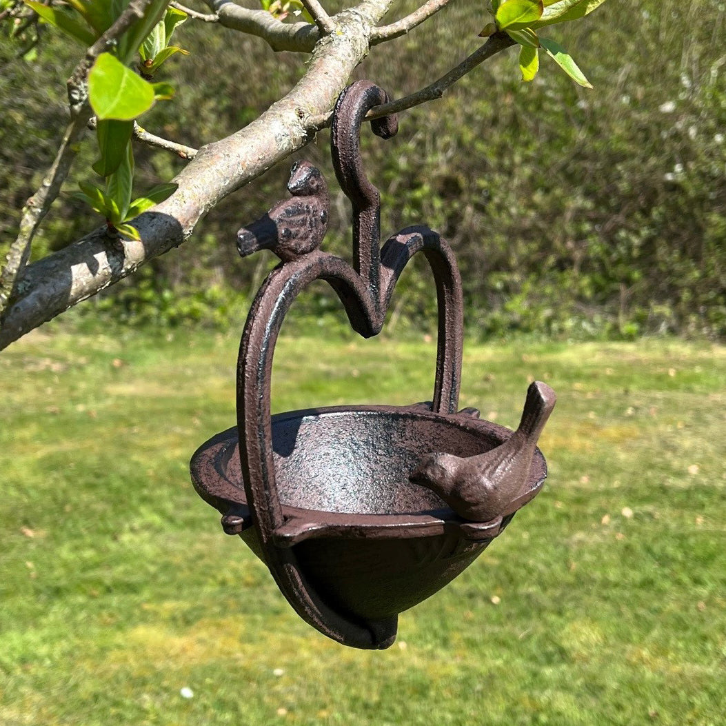 Vintage Hanging Bird Seed Feeder Cast Iron Heart Shape