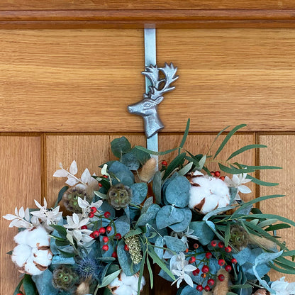 Set of 2 Silver Metal Christmas Wreath Door Hangers