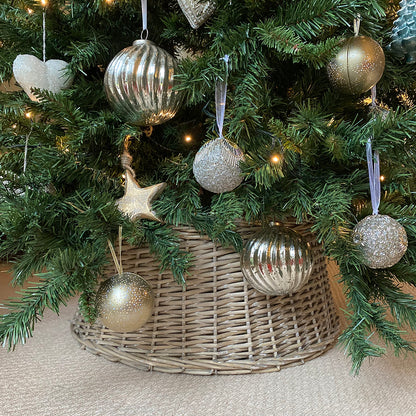 Grey Wicker Christmas Tree Skirt
