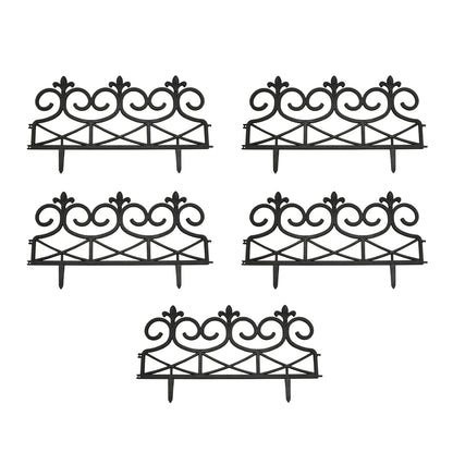 Fleur de Lys Black Plastic Garden Lawn Edging (60cm x 32cm) - 5 Panels