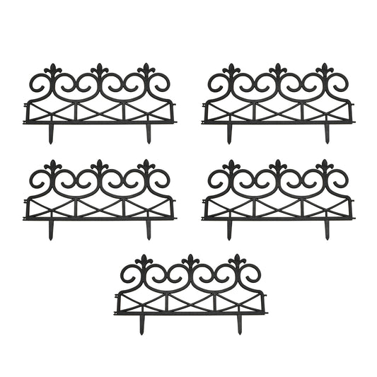 Fleur de Lys Black Plastic Garden Lawn Edging (60cm x 32cm) - 5 Panels