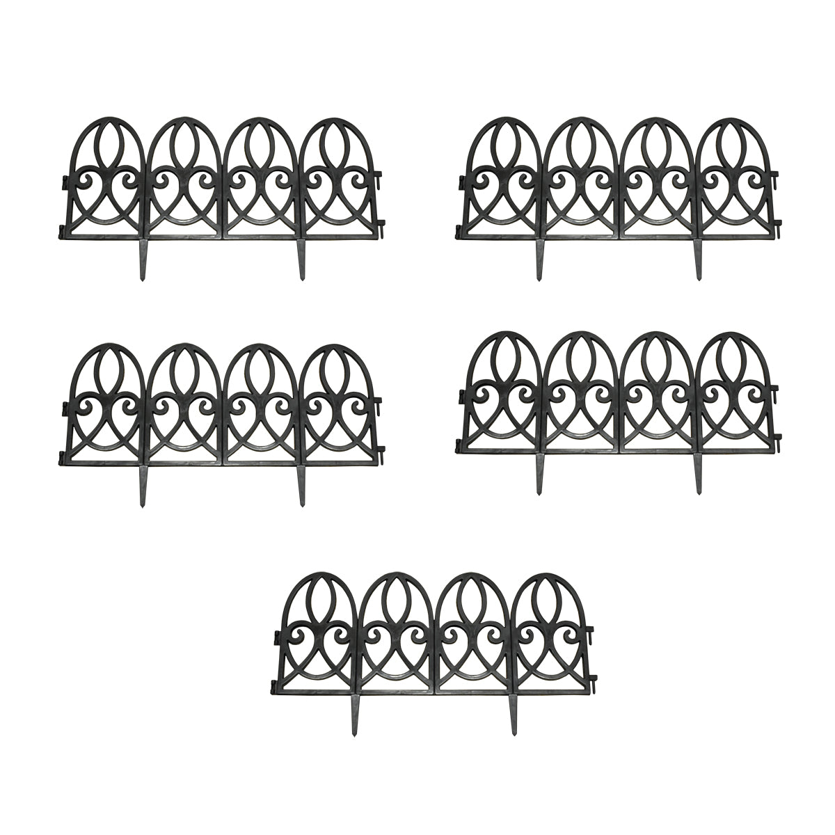 Traditional Black Plastic Garden Lawn Edging (56cm x 30cm) - 5 Panels