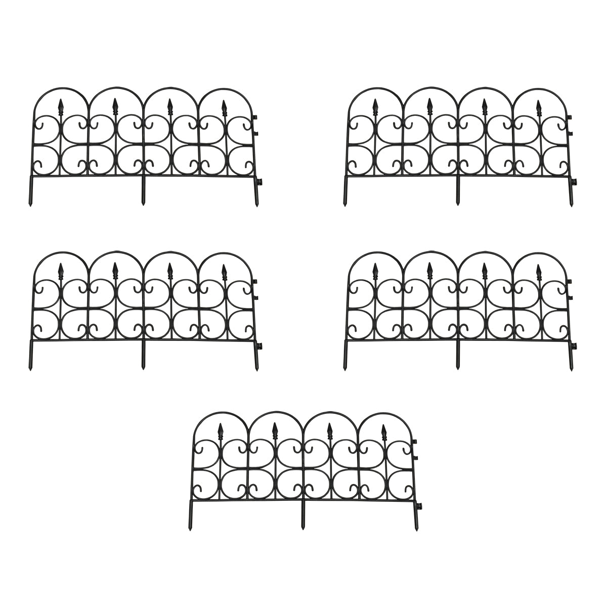 Hampton Black Plastic Garden Lawn Edging (59cm x 32cm) - 5 Panels