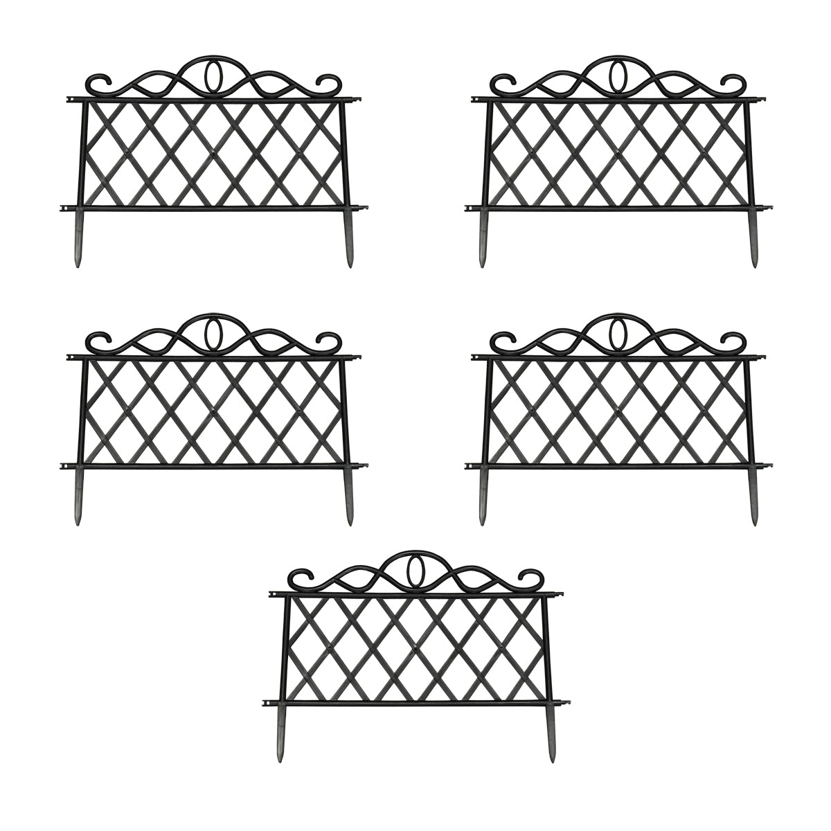 Lattice Black Plastic Garden Lawn Edging (45cm x 35cm) - 5 Panels