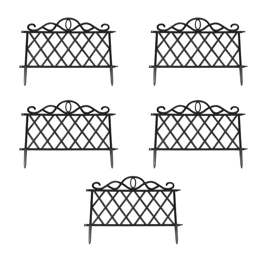 Lattice Black Plastic Garden Lawn Edging (45cm x 35cm) - 5 Panels