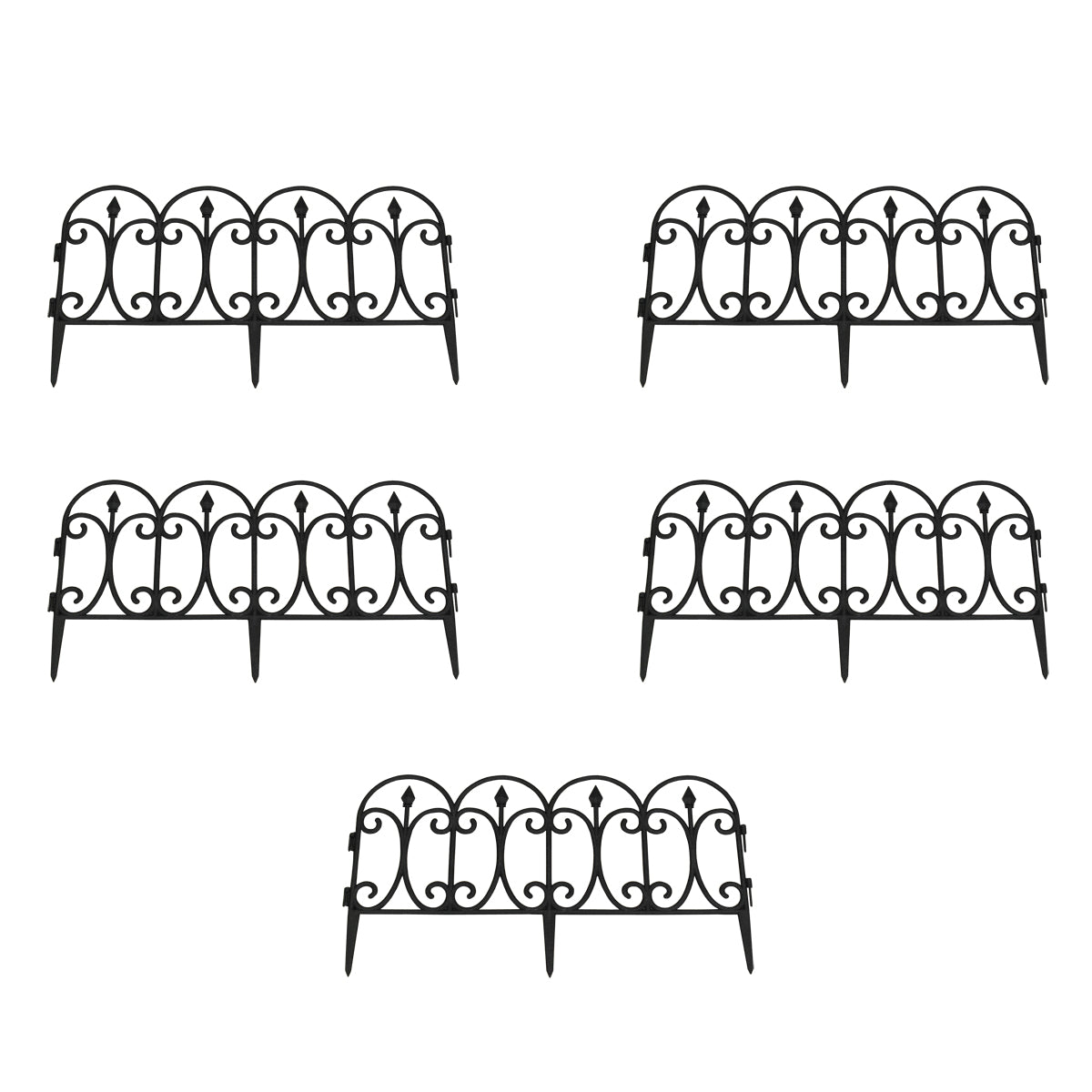 Kew Black Plastic Garden Lawn Edging (60.5cm x 32.5cm) - 5 Panels