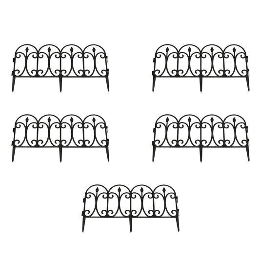 Kew Black Plastic Garden Lawn Edging (60.5cm x 32.5cm) - 5 Panels