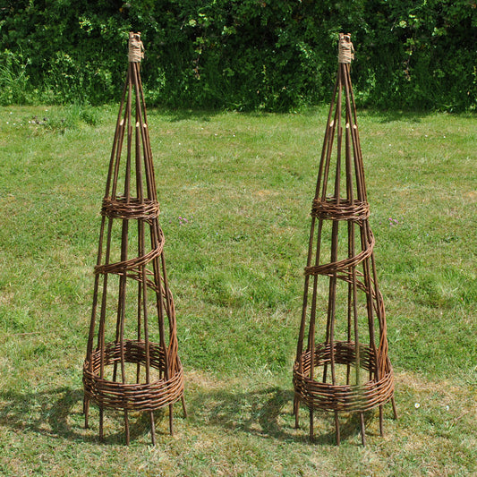 Set of 2 Spiral Willow Garden Obelisks (1.2m)
