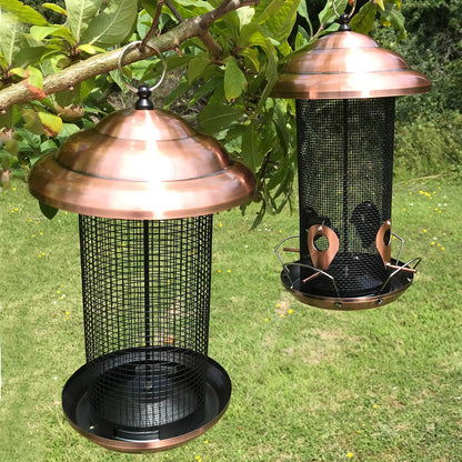 Copper Style Extra Large Hanging Seed & Nut Bird Feeders (Set of 2)
