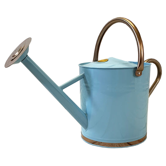 Duck Egg Blue & Copper Metal Watering Can with Rose (9 Litre) - Special Offer