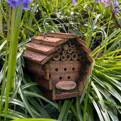 Hanging Wooden Bird Nest Box, Insect Hotel & Squirrel Feeder Wildlife Care Set