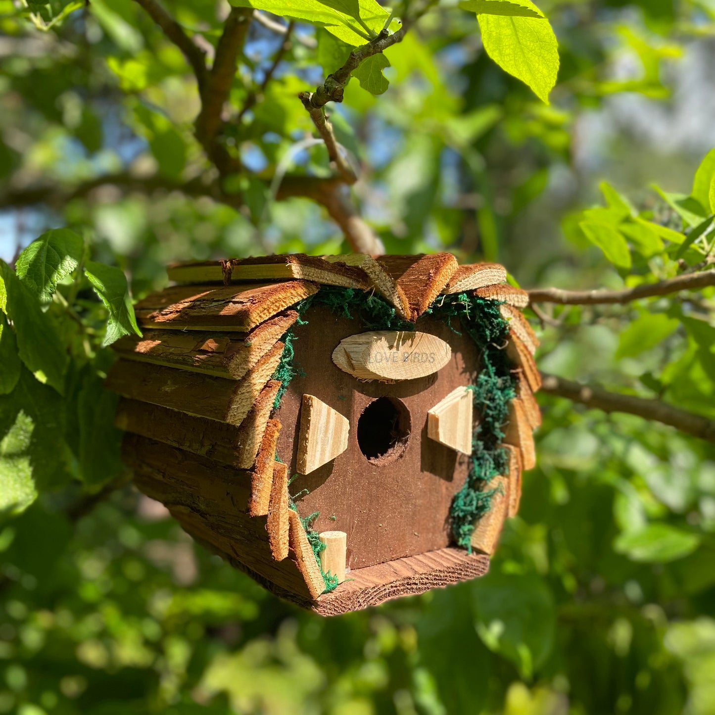 Hanging Wooden Bird Table & Love Bird Nest Box Set