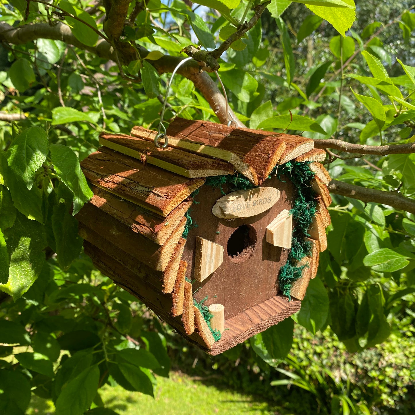 Hanging Wooden Bird Table & Love Bird Nest Box Set