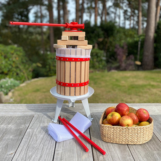 Deluxe Fruit and Apple Press (6 Litre) Pack with 2 Straining Bags, 2 Sets of Extension Blocks & 3 Handles