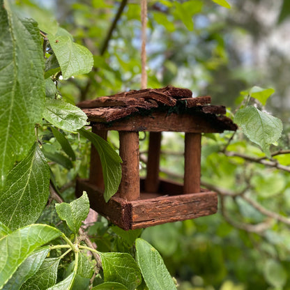 Factory Second - Hanging Wooden Bird Table Feeder