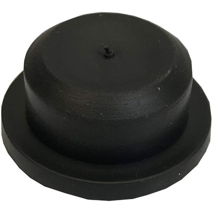 A black plastic bung for a lawn roller.