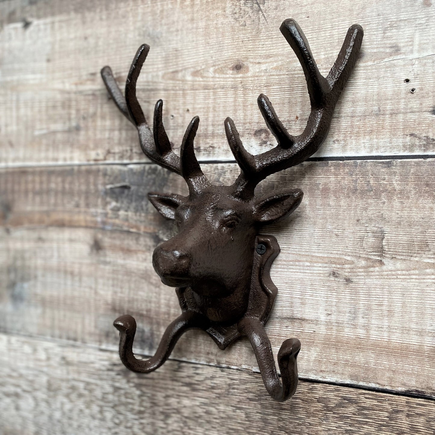 Cast Iron Stag Head Wall Coat Hook Rack