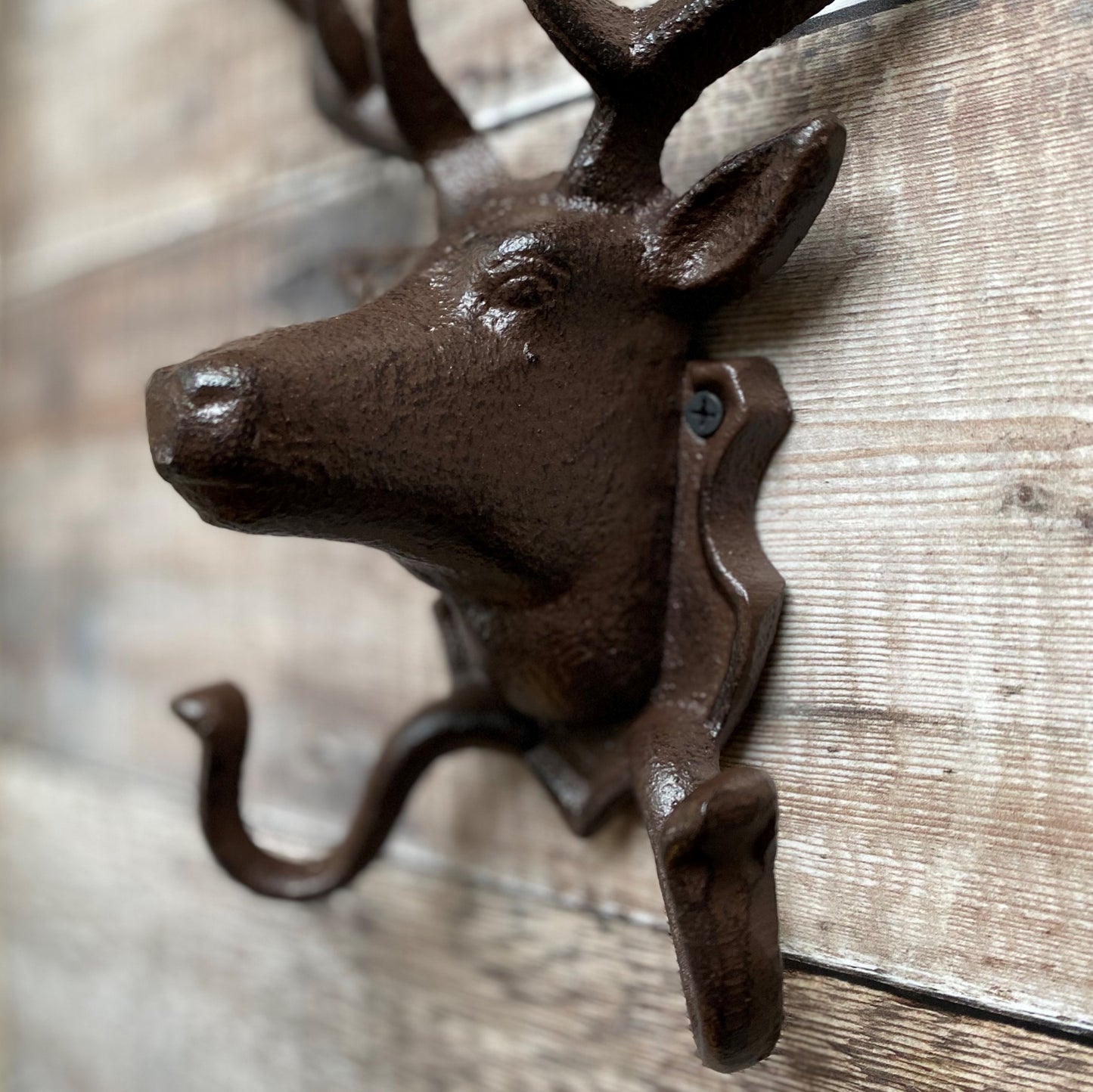 Cast Iron Stag Head Wall Coat Hook Rack