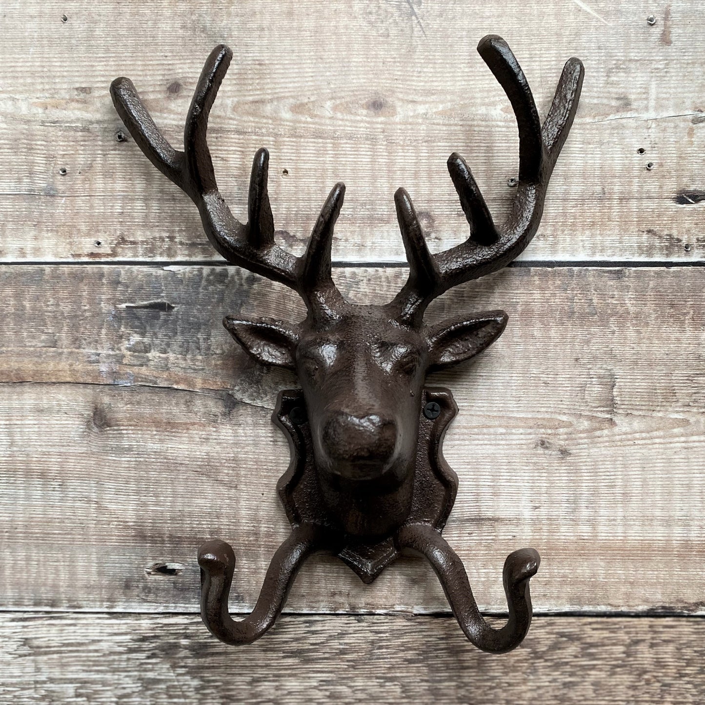 Cast Iron Stag Head Wall Coat Hook Rack