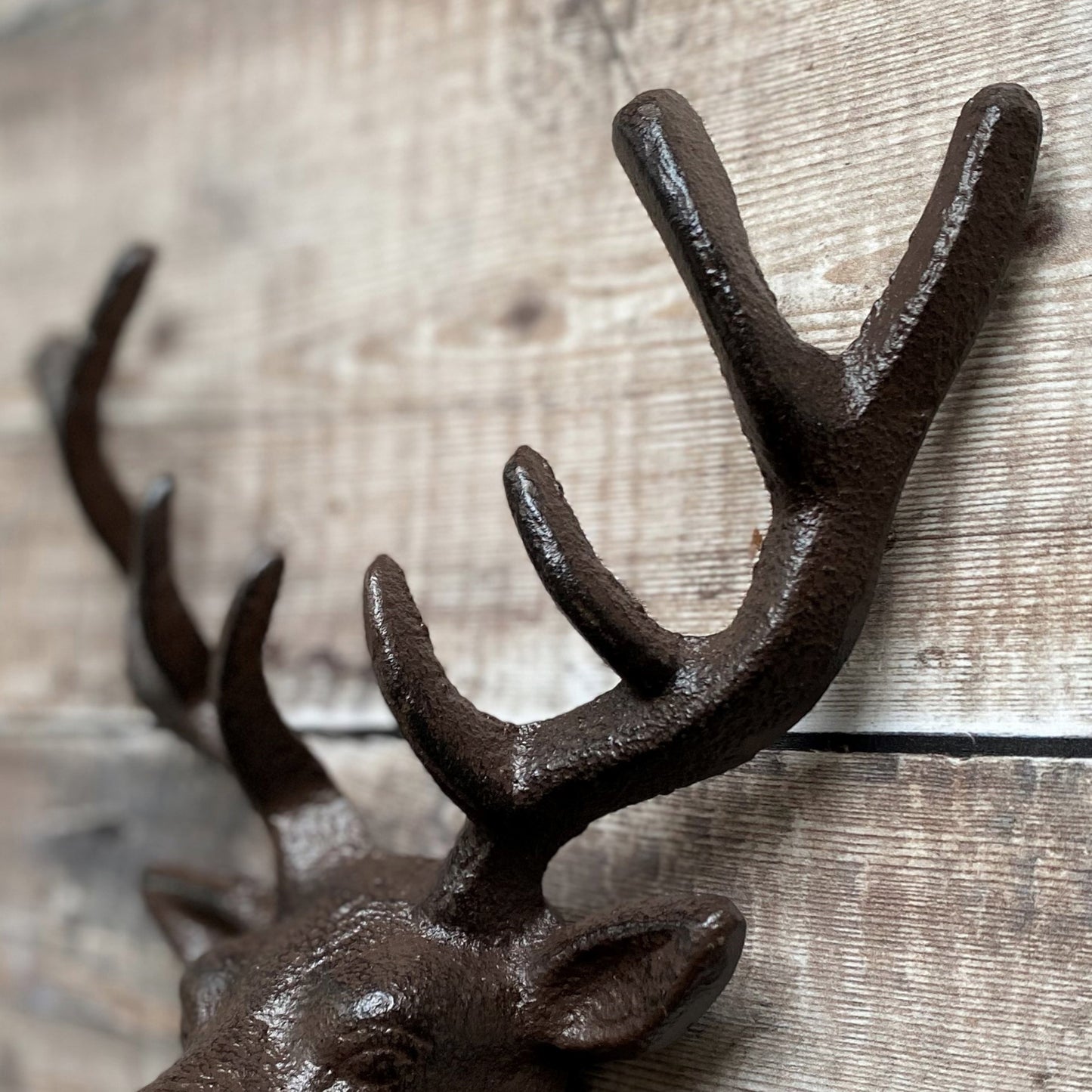 Cast Iron Stag Head Wall Coat Hook Rack